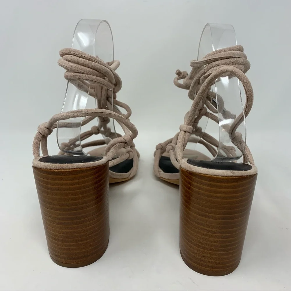 Rebecca Minkoff Sandals Heels Carmela Lace-up Knotted Pink Nude Blush Size 9.5